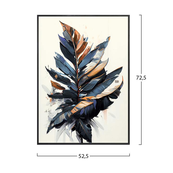WALL PAINTING HM4547.01 BLACK PS FRAME-PRINTED CANVAS WITH LEAVES 52.5x2.8x72.5Hcm.