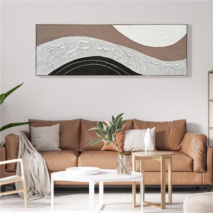 WALL PAINTING ABSTRACT HM4552.02 BEIGE PS FRAME-CANVAS-HANDMADE 152x4.5x52Hcm.