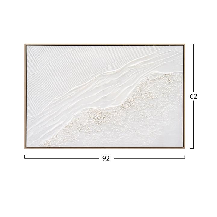 WALL PAINTING HM4555 WITH BEIGE PS FRAME-CANVAS WITH SHADES OF WHITE 92x4,5x62Hcm.