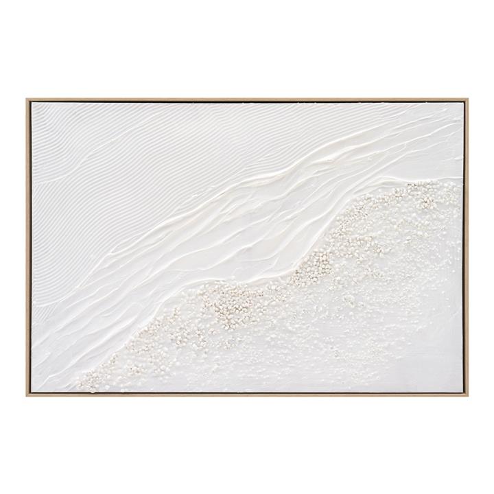 WALL PAINTING HM4555 WITH BEIGE PS FRAME-CANVAS WITH SHADES OF WHITE 92x4,5x62Hcm.