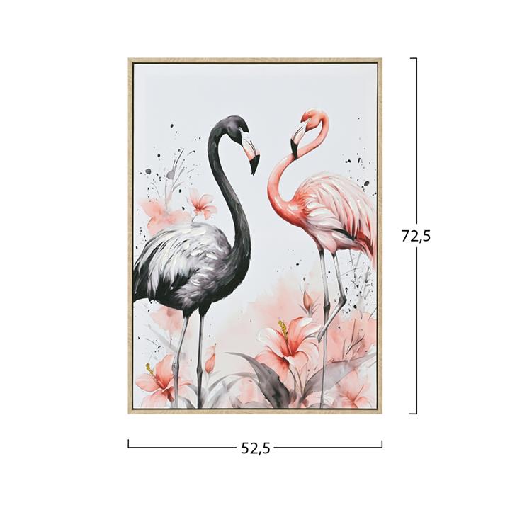 WALL PAINTING HM4562 BEIGE PS FRAME-PRINTED CANVAS 2 FLAMINGOS 52.5x2.8x72.5Hcm.