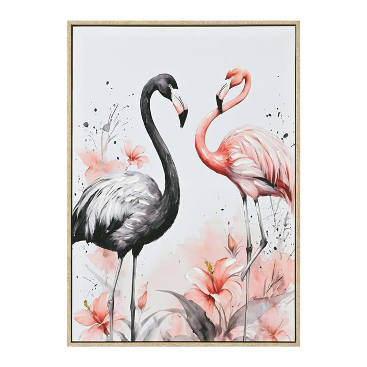 WALL PAINTING HM4562 BEIGE PS FRAME-PRINTED CANVAS 2 FLAMINGOS 52.5x2.8x72.5Hcm.