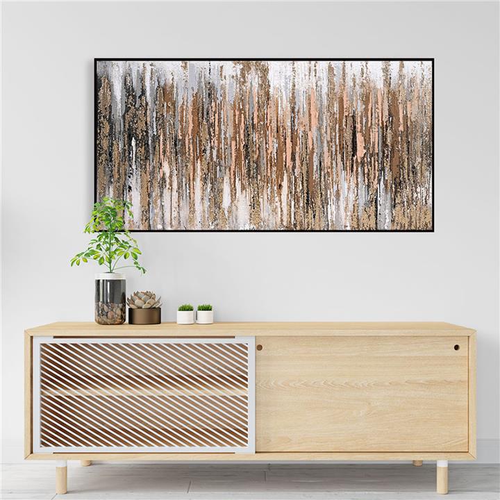 WALL PAINTING ABSTRACT HM4574.01 BLACK PS FRAME-CANVAS 142x4.5x72Hcm.