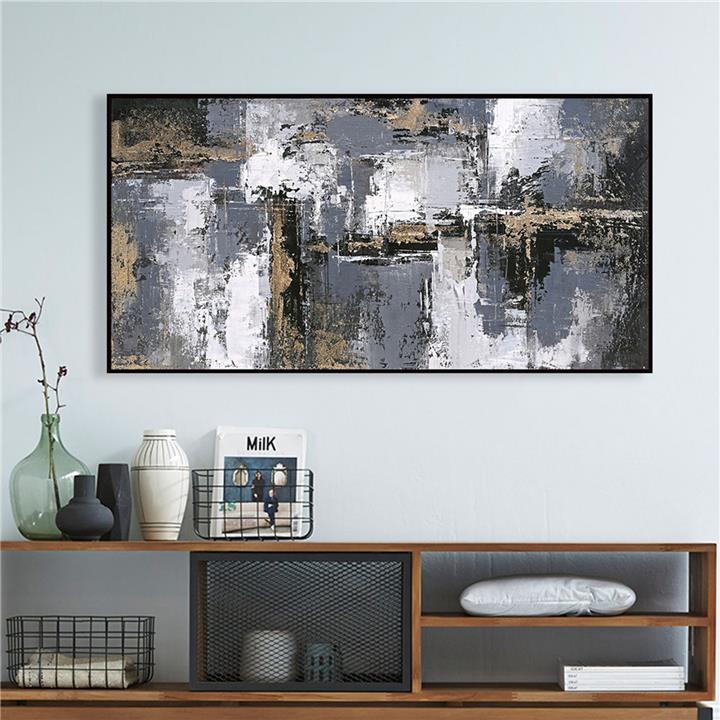 WALL PAINTING ABSTRACT HM4576 BLACK PS FRAME-CANVAS 142x4.5x72Hcm.