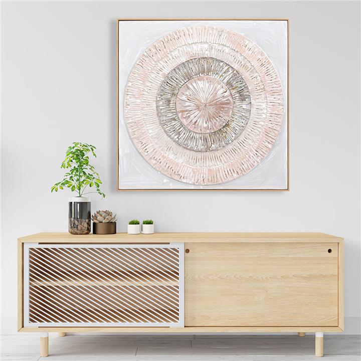 WALL PAINTING 3D HM4578 WITH BEIGE PS FRAME-HANDMADE CIRCLES 82x4,5Χ82Hcm.