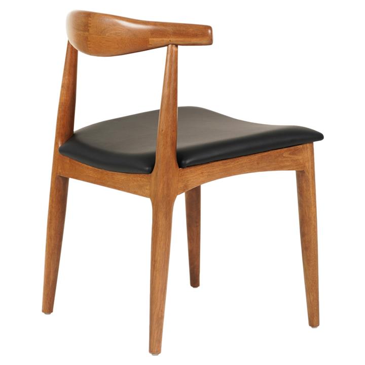 DINING CHAIR ALOR HM9947.03 RUBBERWOOD IN LIGHT WALNUT COLOR-BLACK PU 55x51x75Hcm.