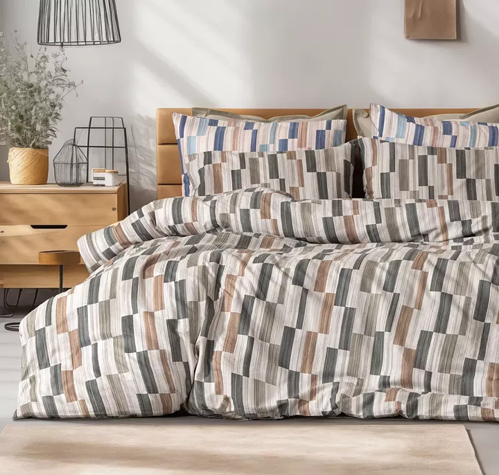 Σετ σεντόνια φανελένια King Size με λάστιχο Pinot Art 12632 185x200+32 Μπεζ,Πράσινο