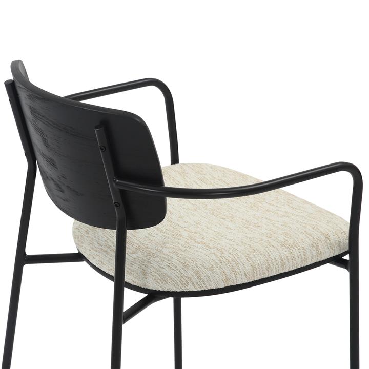 DINING CHAIR VIKKI HM9980.02 METAL & PLYWOOD IN BLACK-ECRU FABRIC 54x54x75,5Hcm.