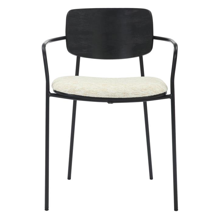 DINING CHAIR VIKKI HM9980.02 METAL & PLYWOOD IN BLACK-ECRU FABRIC 54x54x75,5Hcm.