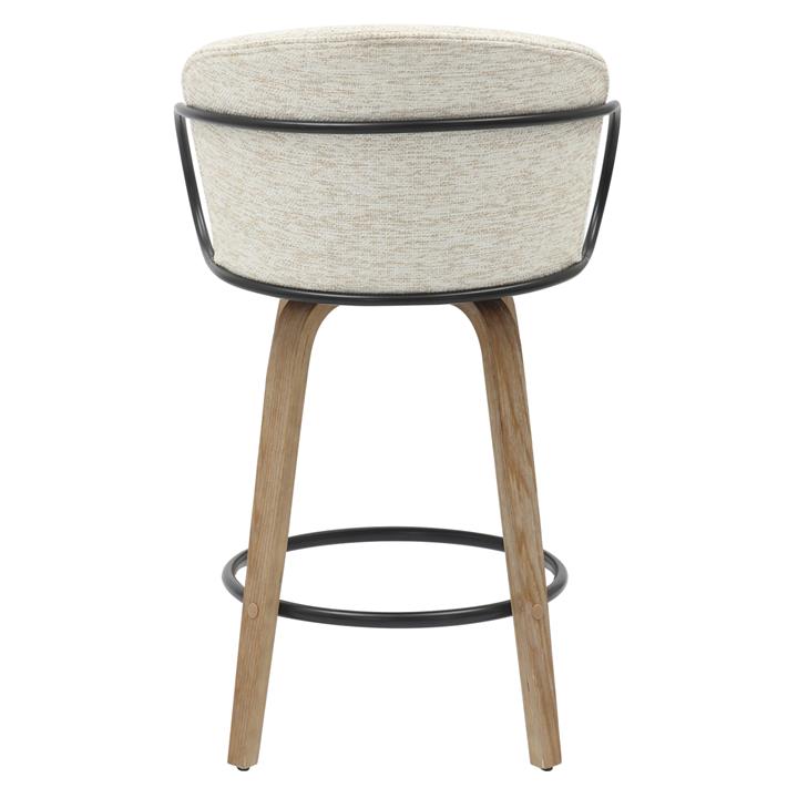 BAR STOOL MED.HEIGHT NEBOR HM9986.01 PLYWOOD LEGS-BLACK METAL-ECRU FABRIC 53,5x51x90Hcm.