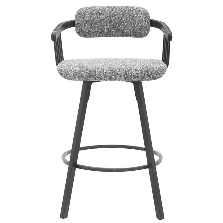 BAR STOOL SWIVEL LANG HM9990.02 BLACK METAL FRAME-GREY FABRIC 51,5x48,5x89,5Hcm.