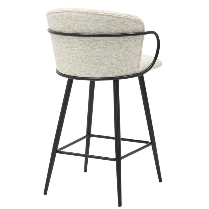 BAR STOOL MED.HEIGHT NEBOR HM9986.02 BLACK METAL FRAME-ECRU FABRIC 53,5x51x90Hcm.