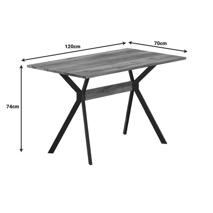 Laluka pakoworld table with black metal legs in walnut shade 120x70x74cm