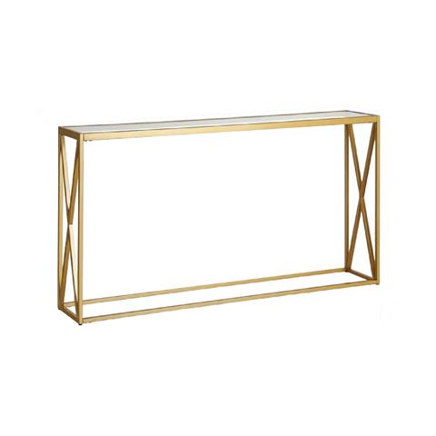 Metal console with glass surface Kantoo pakoworld in gold shade 120x25x75cm