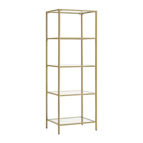 Metal shelf with glass surface Letus pakoworld in golden shade 40x30x125cm