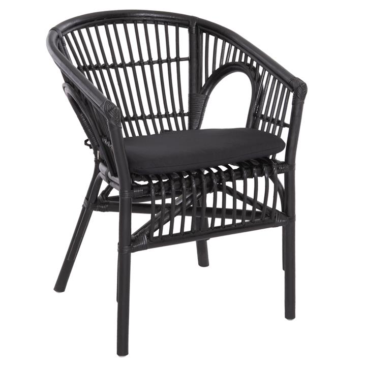 ARMCHAIR DAMPAR HM9929.03 RATTAN & CUSHION IN BLACK 58x63x79Hcm.