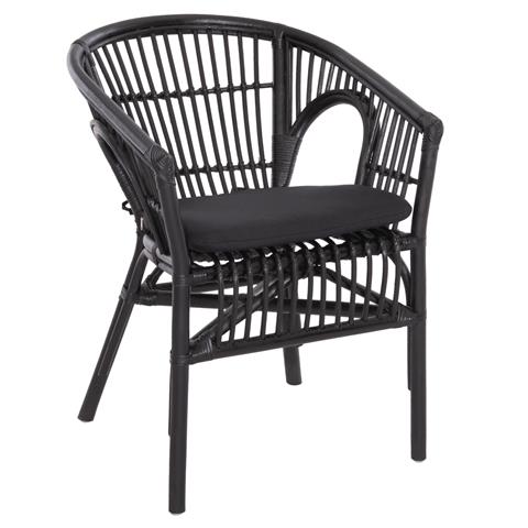 ARMCHAIR DAMPAR HM9929.03 RATTAN & CUSHION IN BLACK 58x63x79Hcm.