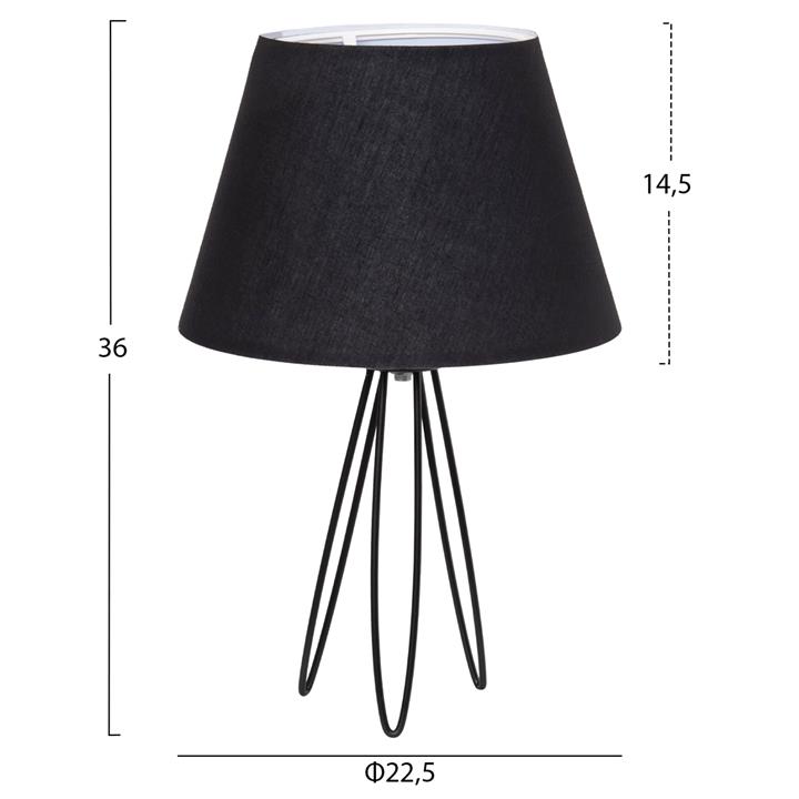 TABLE LAMP LIVO HM4708.01 BLACK WITH TRIPOD METAL BASE Φ22x36Hcm.