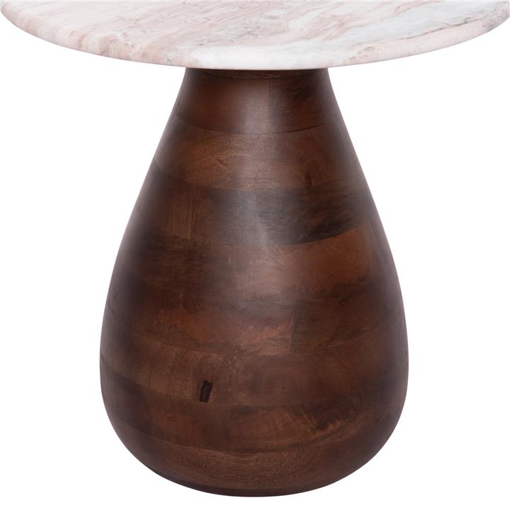 COFFEE TABLE ROUND FLOSK HM18003 WHITE MARBLE-MANGO WOOD Φ40x40.5Hcm.