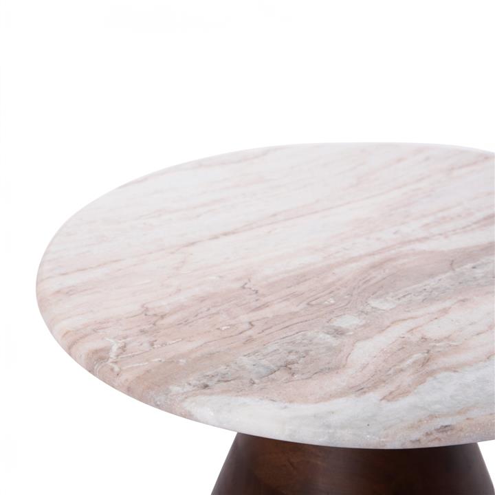 COFFEE TABLE ROUND FLOSK HM18003 WHITE MARBLE-MANGO WOOD Φ40x40.5Hcm.