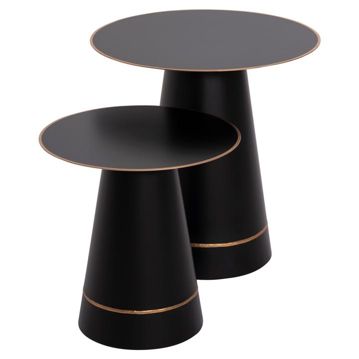 COFFEE TABLES 2PCS BALLI HM9996 ROUND METAL IN BLACK Φ50 & Φ40 cm.