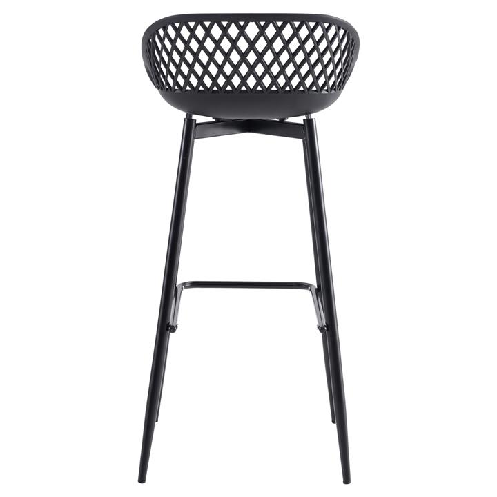 BAR STOOL HM8686.12 BLACK POLYPROPYLENE AND BLACK METAL LEGS 45x45x97Hcm.