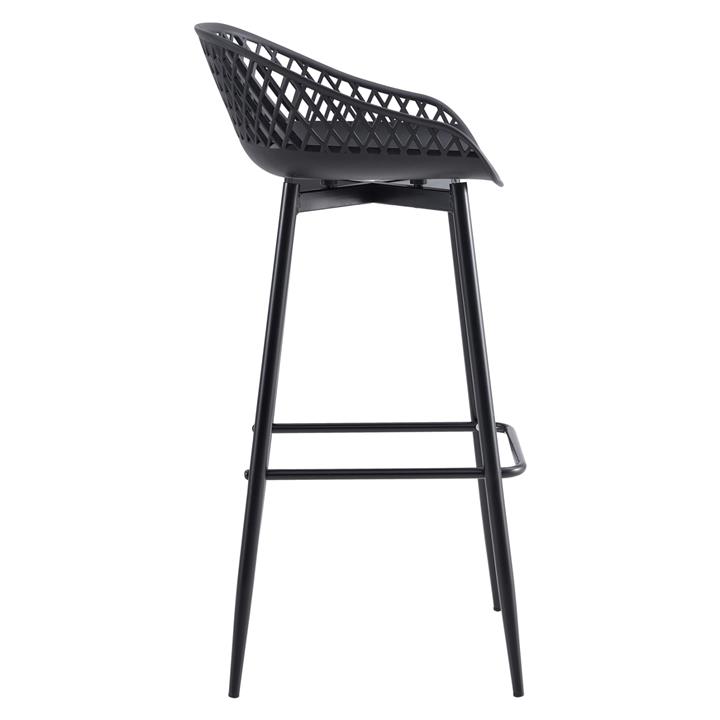 BAR STOOL HM8686.12 BLACK POLYPROPYLENE AND BLACK METAL LEGS 45x45x97Hcm.
