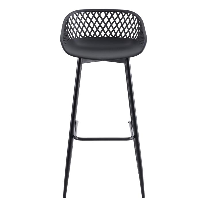 BAR STOOL HM8686.12 BLACK POLYPROPYLENE AND BLACK METAL LEGS 45x45x97Hcm.