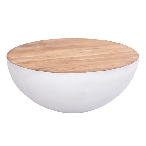 ΔΙΑΚΟΣΜΗΤΙΚΟ ΤΡΑΠΕΖΙ ΣΑΛΟΝΙΟΥ BOWL Φ91X38,5Yεκ. ΛΕΥΚΟ ΜΕ ΞΥΛΟ ΑΚΑΚΙΑΣ HM8717.23