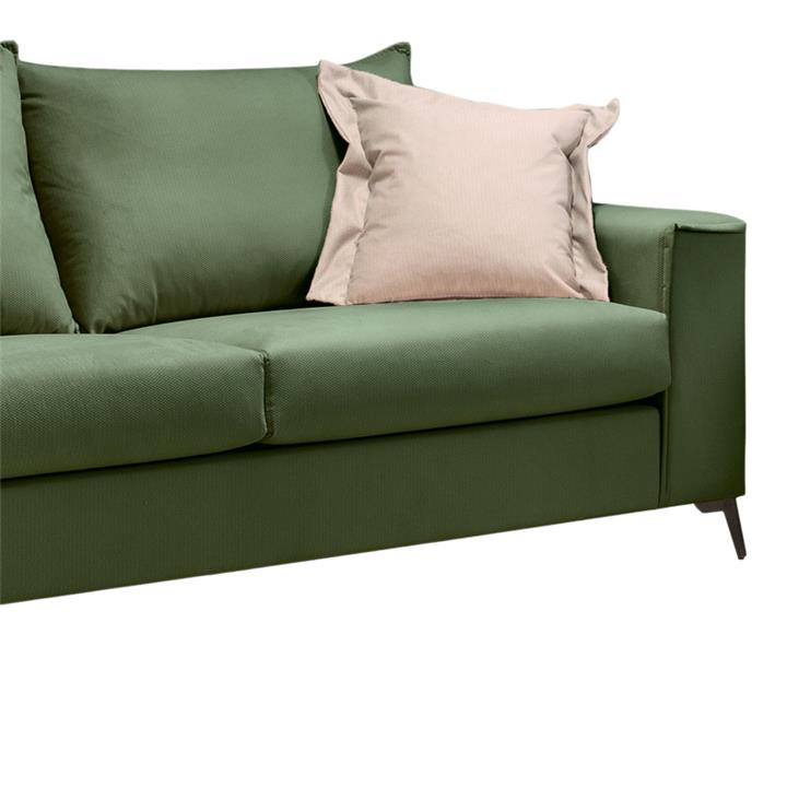 Verona 3-seater sofa dark green fabric with cream cushions 225x93x100cm