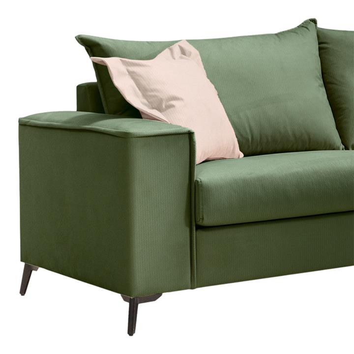 Verona 3-seater sofa dark green fabric with cream cushions 225x93x100cm