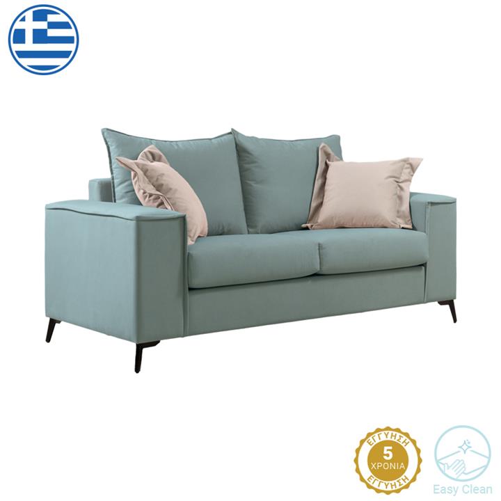 Verona 2-seater sofa mint fabric with cream cushions 173x93x100cm