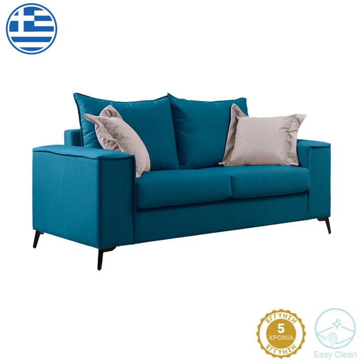Verona 2-seater sofa petrol fabric with beige cushions 173x93x100cm