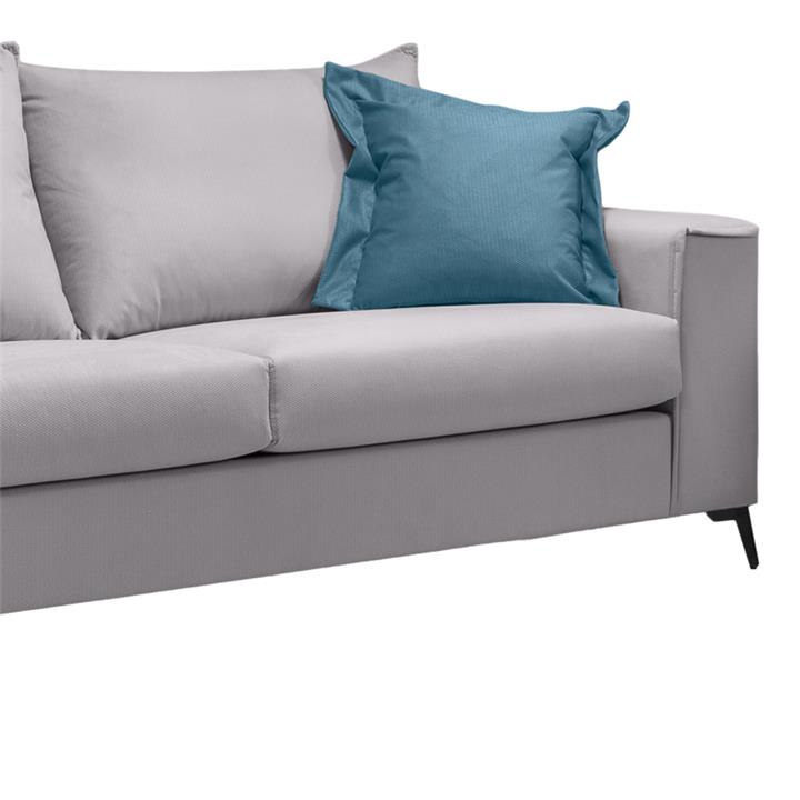 Verona 3-seater sofa light grey fabric with blue cushions 225x93x100cm