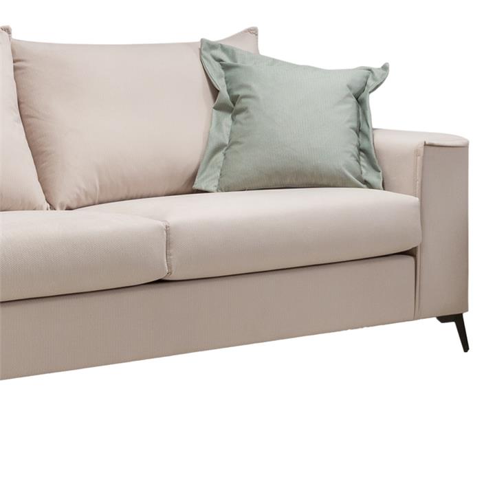 Verona 3-seater sofa cream fabric with mint cushions 225x93x100cm