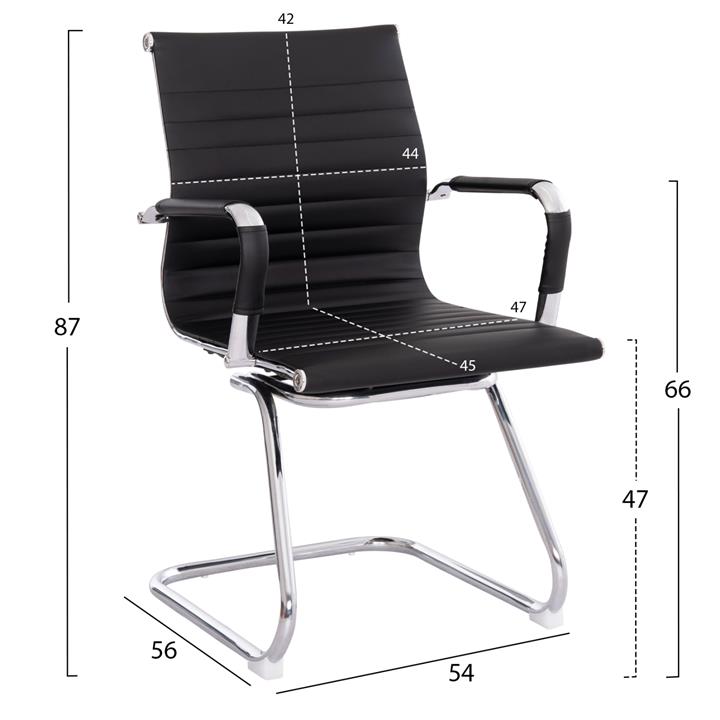 CONFERENCE CHAIR BOSS HM1023.31 WITH ARMS-BLACK PU-CHROMED METAL LEGS 54x56x87Hcm.