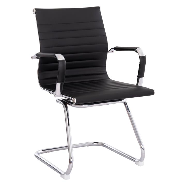 CONFERENCE CHAIR BOSS HM1023.31 WITH ARMS-BLACK PU-CHROMED METAL LEGS 54x56x87Hcm.