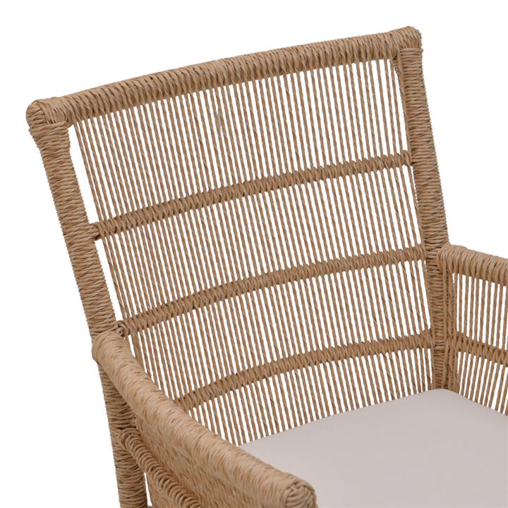 Inca armchair pakoworld teak wood and pe rope in natural-beige shade with cushion 60x61x90cm