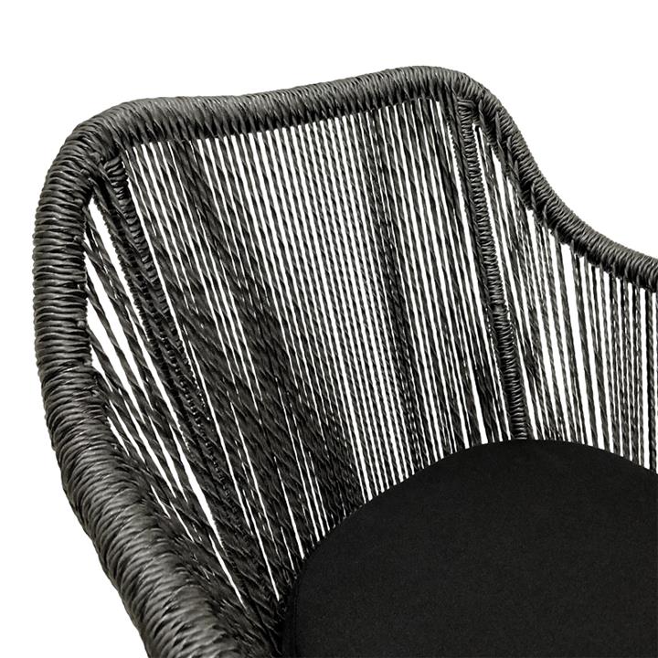 Kalie armchair pakoworld teak wood and synthetic rope in natural-black shade with cushion 60x61x80cm