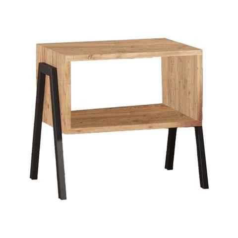 Taffa pakoworld bedside table with black metal legs in sonoma shade 49x35x49cm
