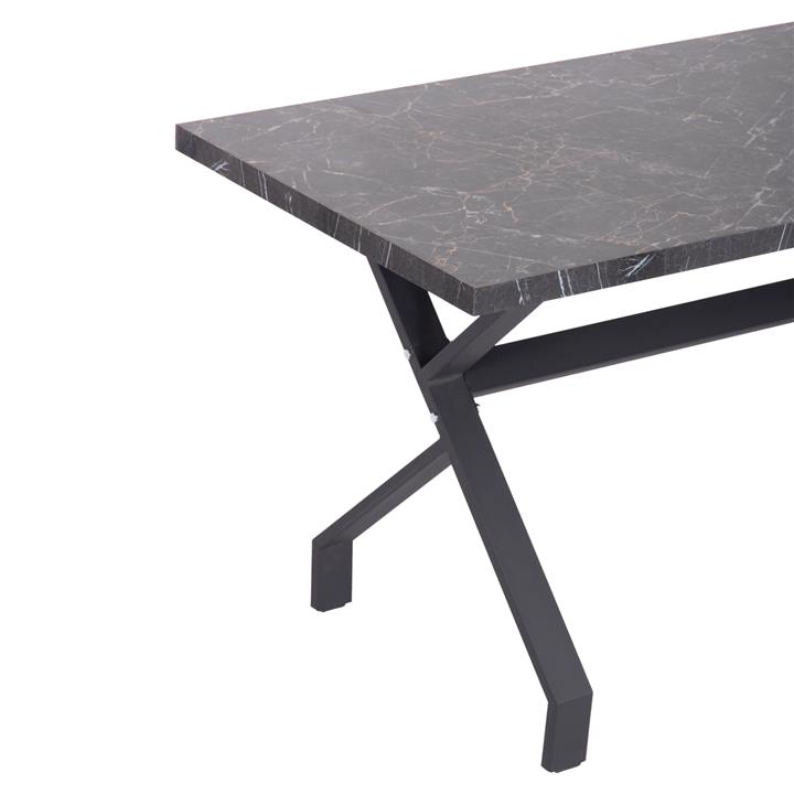 KITCHEN TABLE LANA HM18221.02 MELAMINE IN BLACK MARBLE LOOK-BLACK METAL LEGS 140x70x72.5Hcm.