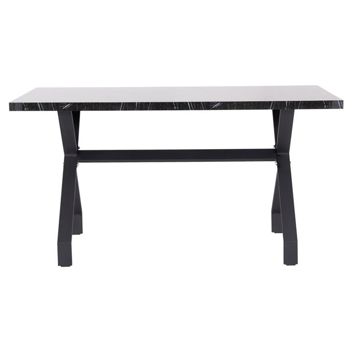 KITCHEN TABLE LANA HM18221.02 MELAMINE IN BLACK MARBLE LOOK-BLACK METAL LEGS 140x70x72.5Hcm.