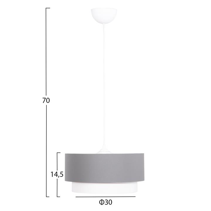 CEILING PENDANT CYLINDRICAL LAMP KRIKS HM4706.01 PVC IN WHITE-GREY Φ30x70Hcm.
