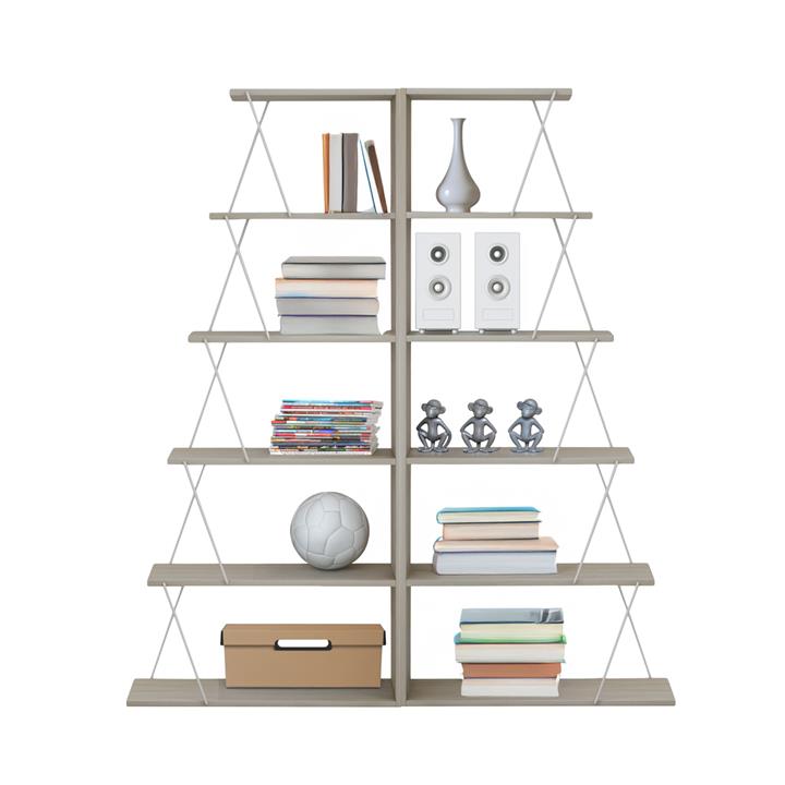 BOOKCASES 2PCS SET HM11772.11 MELAMINE IN SONAMA COLOR-WHITE METAL RODS 65x24x146Υεκ.(x2)
