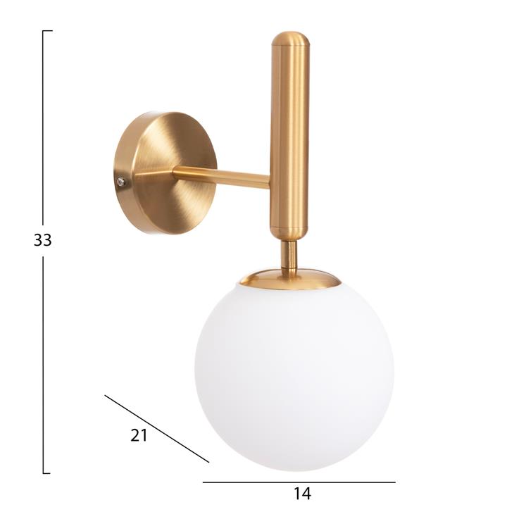 WALL SCONCE HOMY HM4470 METAL BASE IN GOLD-GLASS [E27] 14x21x33Hcm.