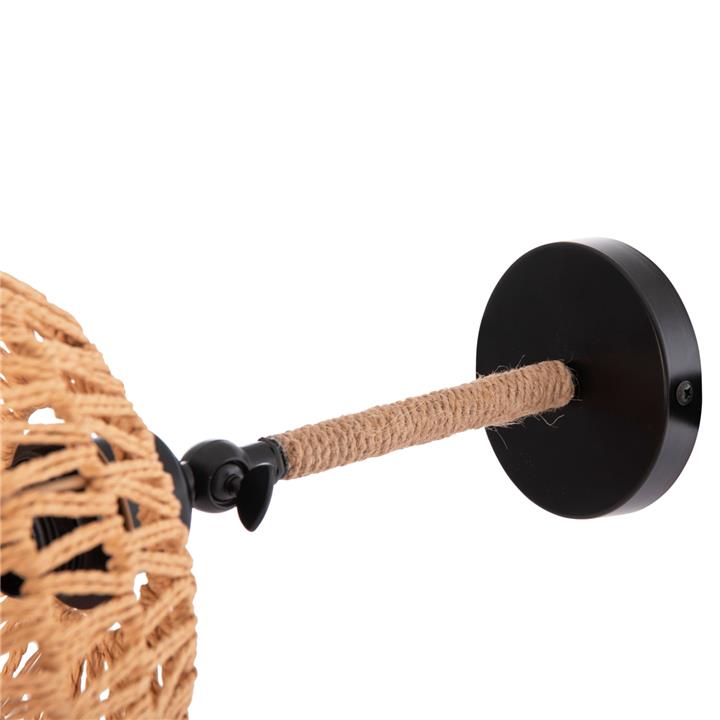WALL SCONCE GLIDE HM4475 METAL BASE-HEMP ROPE-[E27] 22x22x35-21Hcm.