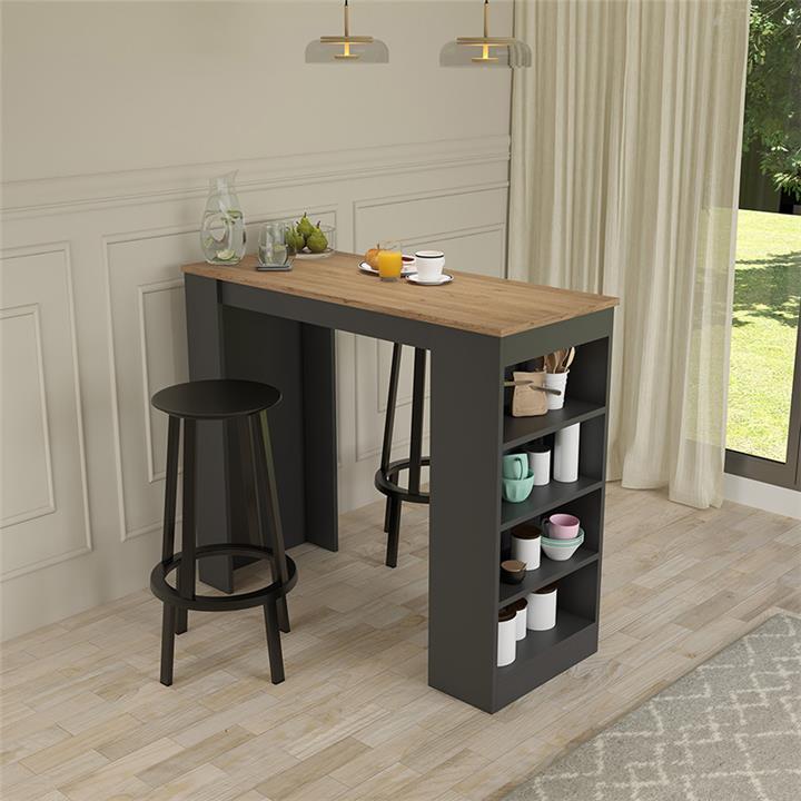Τραπέζι μπαρ Birma pakoworld σε oak-ανθρακί απόχρωση 120x51.5x102εκ