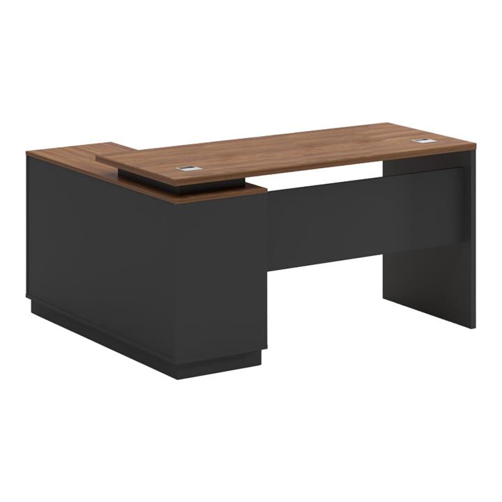 Desk with right corner Oscar pakoworld melamine in walnut-charcoal shade140x120x76cm