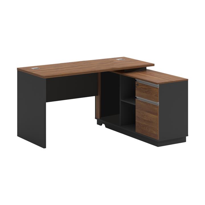Desk with right corner Oscar pakoworld melamine in walnut-charcoal shade140x120x76cm
