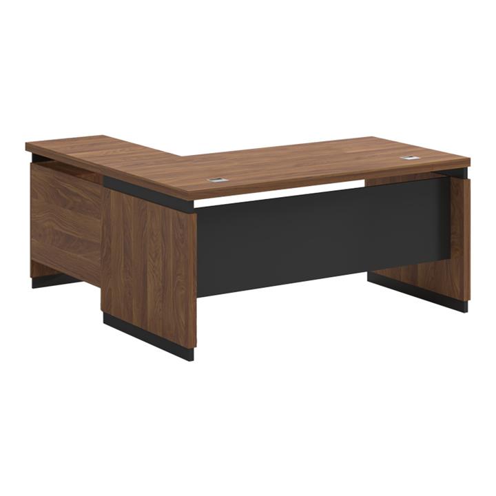 Reversible desk Oscar pakoworld melamine in walnut-charcoal shade 220x105x76cm
